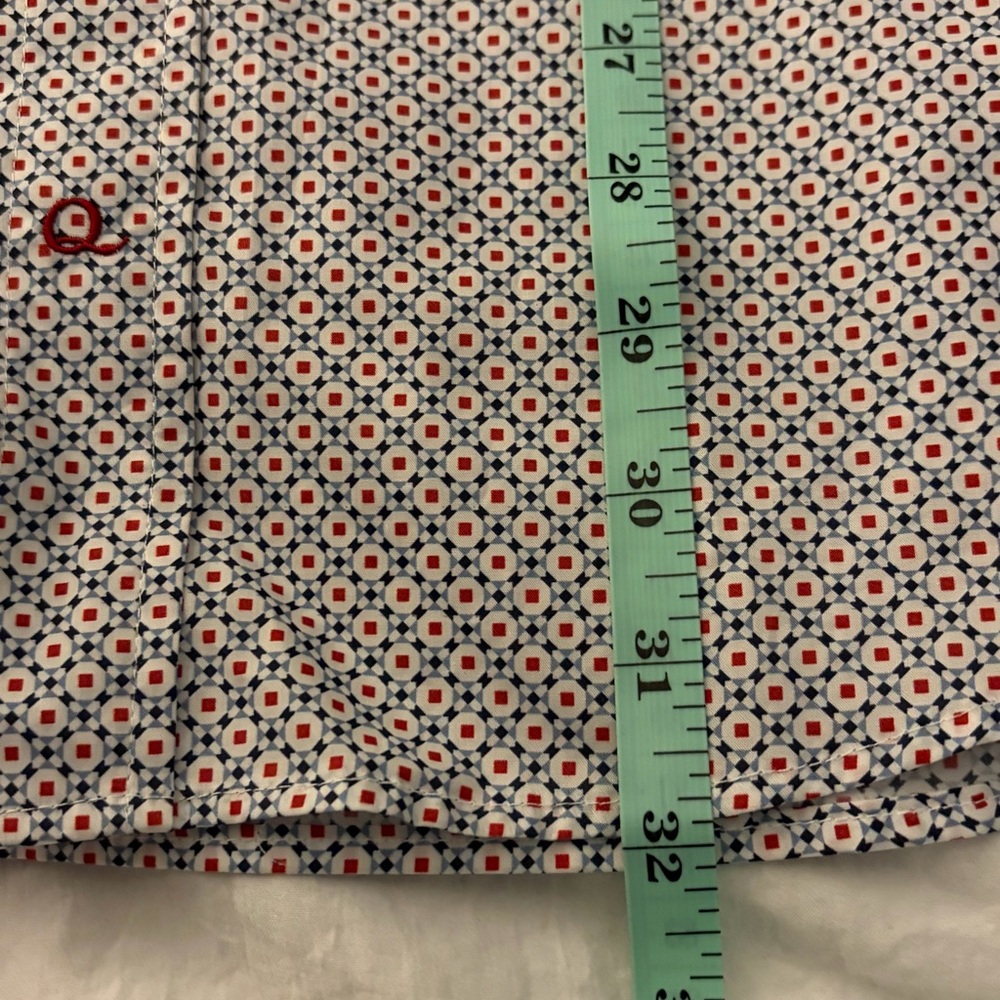 Quieti Men’s Blue and Red Geometric Print Short Sleeve Button Front Shirt Sz XL - Picture 6 of 6